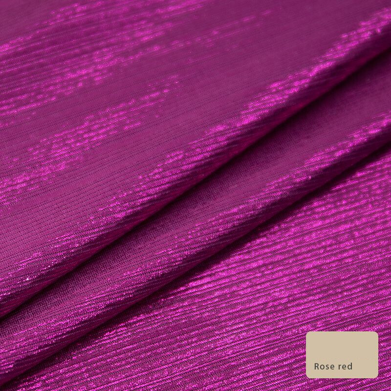 Shining Laser Fabric High Elastic Gilding Stripe Texture Knit Crepe Dress Sewing