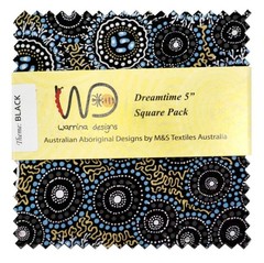 5″ Charm Pack – Dreamtime Black Australian Aboriginal Fabric Precuts M538.54