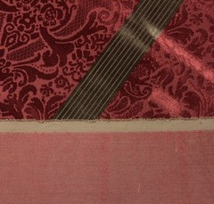 DONGHIA DAMASK FLORAL STRIPE CRANBERRY RED VELVET PILLOW FABRIC BY THE YARD 52″W