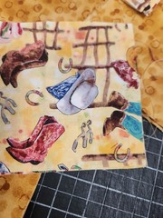 Quilting Kit Unfinished Project 100% Cotton Boots Western Ombre Hats Cowgirl Kid