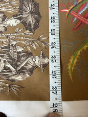 Fabric Lot 3 Yd 54 W Vintage Duralee “Toile Tropique” Chinoiserie Tropical 60s