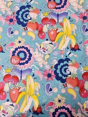 Alexander Henry Fabric Afternoon Delight 2008 Blue Cotton Fruit 1 Yard