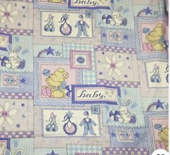 Baby Themed Cotton Fabric by Zoe Connery Pink, Blue, Bear Block, Bunny 42/44″