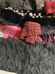 Remnant / Salvaged Vintage Material & Ephemera Pack. Black, Velvet, Sparkle Mix