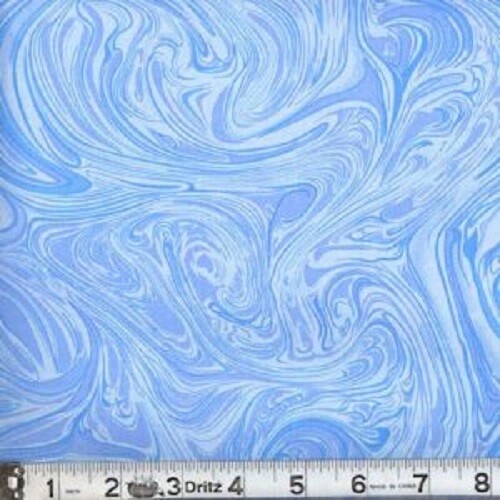 BTY Light Blue Spilled Marbled Paint 100% Cotton Fabric sold by the Yard