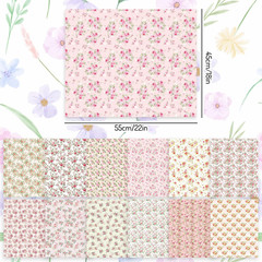 12 Pcs Spring Cotton Fabric Bundles 18 X 22 Inch Floral Quilting Fabric