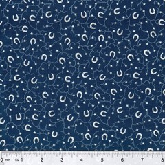 Blue Kick off Your Boots Horseshoe & Star 100% Cotton Fabric PICK SIZE