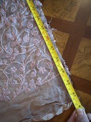 Vintage Silk Chiffon Payette Sequin Embroidery Fabric Shawl Raw Edge Blush Pink