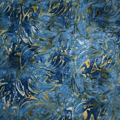 BonEFul FQ Cotton Quilt Blue Aqua Dot Rainbow Fish Dolphin BATIK Ocean Sea World