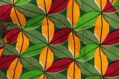 108″L x 44″W HiTarget Fabric Veritable Guaranteed Wax Block Print Orange Flowers