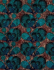 African Print Fabric/ Ankara – Blue, Green, Brown ‘After Harmattan’, 1 Yard