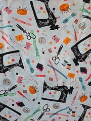 1.5 Yds Handmade With Love Cotton Quilting Fabric Vintage Sewing Machines AKO