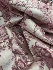 Fabric Sold By The Yard Pink Metallic Floral Flowers Brocade For Dress Upholster