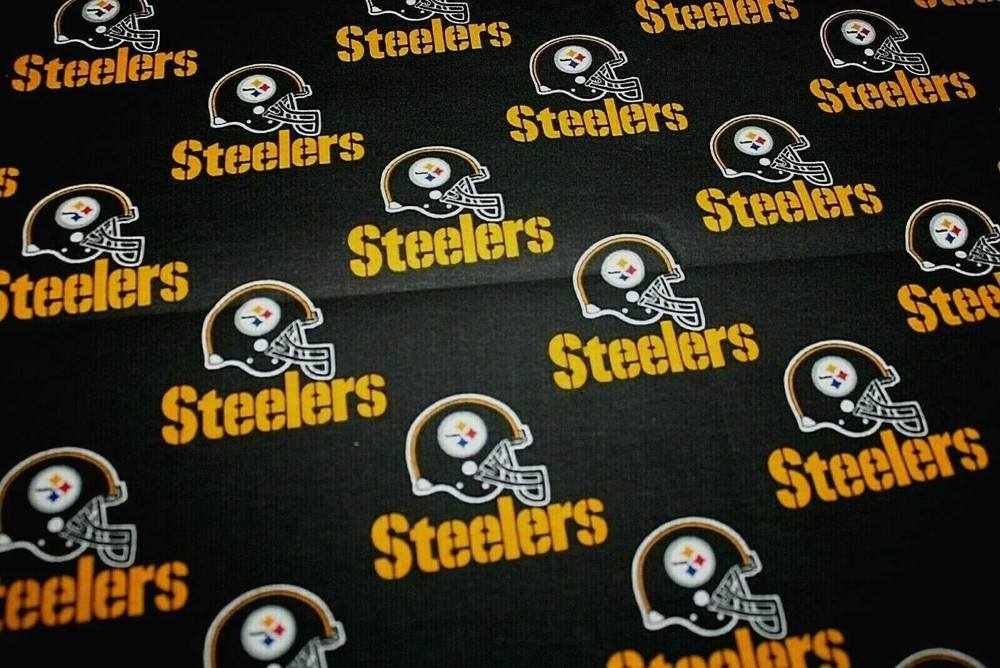 Steeler Fabric Cotton 1 Yard Black Background Football Sports 36″ x 54″ %