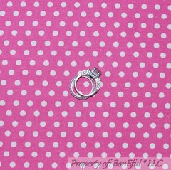 BonEful Fabric FQ Cotton Quilt Pink Bright Hot White Little Polka Dot Stripe VTG