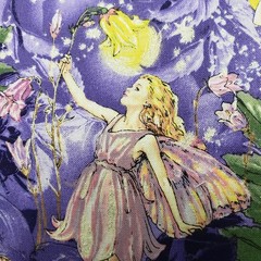 Sparkly Night Fairies Fabric Purple Cicely Mary Barker Michael Miller 1 Yard
