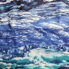 Vintage Ocean Waves Landscape Quilt Fabric by Hancock BTHY x 44″ WOF