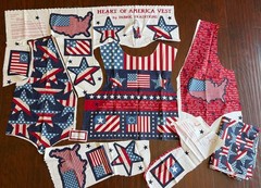 HEART OF AMERICA VEST & APPLIQUES cut Adult Fabric Traditions w/ extra fabric