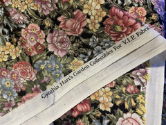 Garden Collectibles VIP Metallic Floral on Black Cotton Quilt Fabric Half Yard
