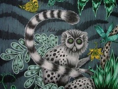 Emma J Shipley Fabric Lemur Navy 100% Cotton Curtain Upholstery Cushion Fabric