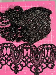 Remnant / Salvaged Vintage Material & Ephemera Pack. Black, Velvet, Sparkle Mix