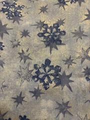 Blue Star Snowflake Design Fabric “NOEL” Made For Jo-Ann Stores 3 Yards 45 Wide