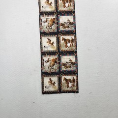 Vintage Wild Horses mustang fabric panel for wall hang or pillow
