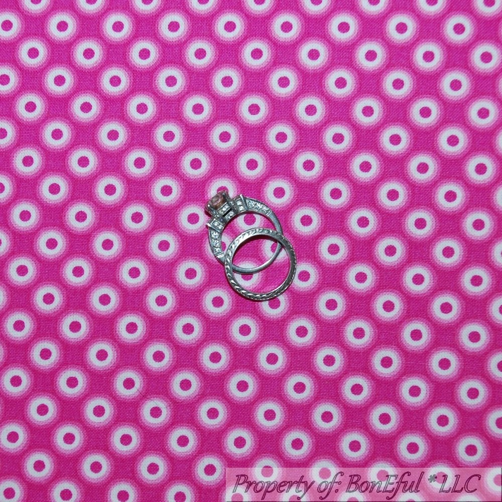 BonEful Fabric FQ Cotton Quilt Pink White Little Small Polka Dot Circle Girl VTG