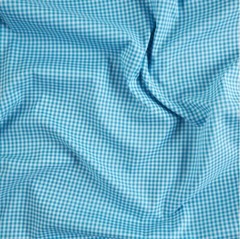 Gingham Check Yarn Dyed Large Aqua Poly/Cotton Fabric 45″ Easy Care by the Yard