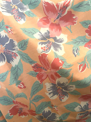 Vintage Fisher & Gentile Ltd. Hawaiian Hibiscus Pastel Peach Cotton Floral BTY