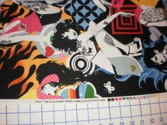 Alexander Henry Fabric Inked 2006 Tattoo Pinup Girls Groovy Retro 33″ L x 43″ W
