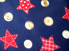 3+ YDS BUTTONS & STARS PATRIOTIC ON NAVY 100% COTTON OOP