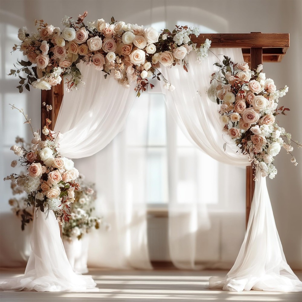 1 PCS Ivory Green Wedding Arch Draping Fabric Sheer Backdrop Floral Decor