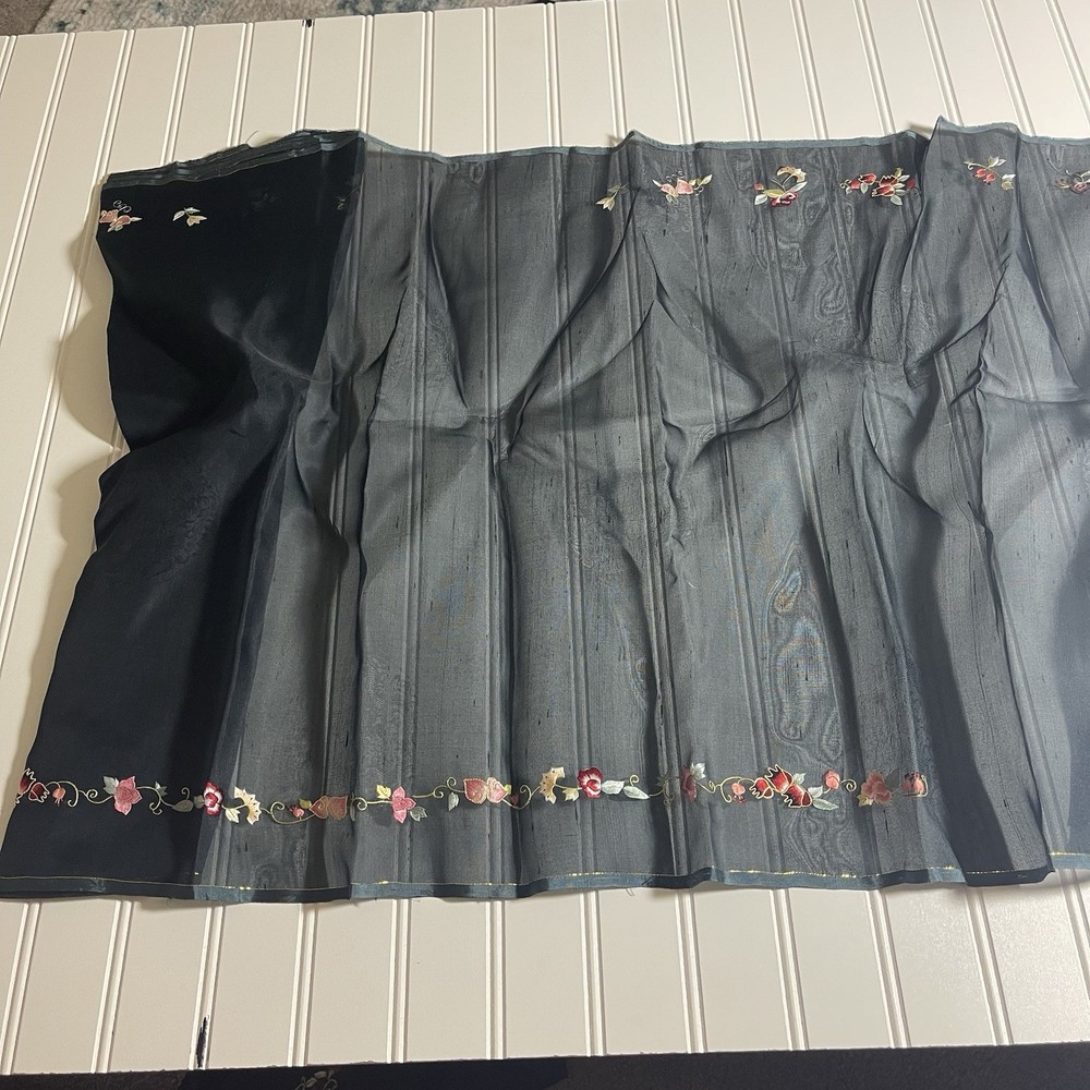 SILK Blue-Gray- flowers FABRIC 3 Yards x 21 Inches Wide or 108 Inches x 21 Wide