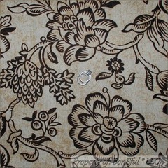 BonEful Fabric FQ Cotton VTG Decor Brown Cream Floral Toile Texture Farm House 1