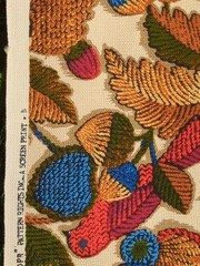 Vtg Mid Century Upholstery Fabric JCPenney Bird Floral Blue Batik Twill BTY NEW
