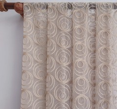 Fawn Circles Sheer Curtain Fabric By The Yard, Fawn Sheer Curtain Fabric