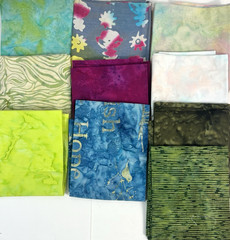 Mixed Lot of 10 Fat Quarter 18” x 21” Cotton Batik Quilt Fabric Multicolor