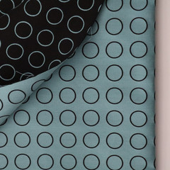 Vintage MCM Maharam Upholstery Fabric, Blue, Brown “Repeat Dot Ring” 10.5 yds