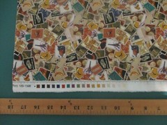 Cotton Fabric Novelty Digital Postage Stamp Print 1/2 Yard for Quilts Crafts
