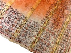 Pure Tussar Sari, Silk Fabric 5 Yard, Recycled Natural Vintage Fabric TSS3294