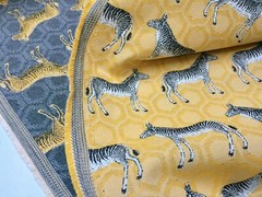 MUSTARD ZEBRA Jacquard Cotton Fabric Upholstery Material animal cloth 55” wide