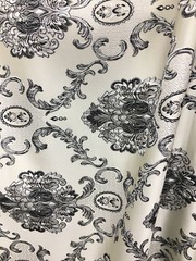 BEIGE GRAY BLACK WHITE Damask Brocade Upholstery Drapery Fabric (54 in.) BTY