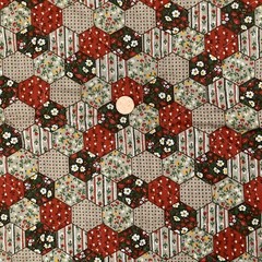 Vintage 80s QUILTED Patchwork Cheater Fabric Autumn Colors 20×40″ Remnant