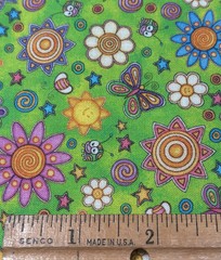 QT Fabrics Dan Morris 2021 Floral Sun Butterfly Green Fabric 44×76 Cotton Blend