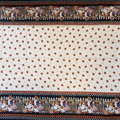 Vintage Scarecrow Border Halloween Pumpkin Fabric Springs Industries 59×72”