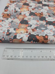 Organic Cotton Knit Kitty Cat Print Sewing Fabric 36″ x 60″ Multicolor Faces