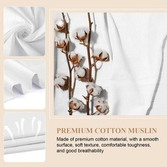 100% Cotton Bleached Muslin Fabric 59 Inch x 2 Yards Medium Weight White