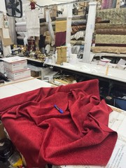 Upholstery Chenille Red Drapery home fabric the yard 57inch