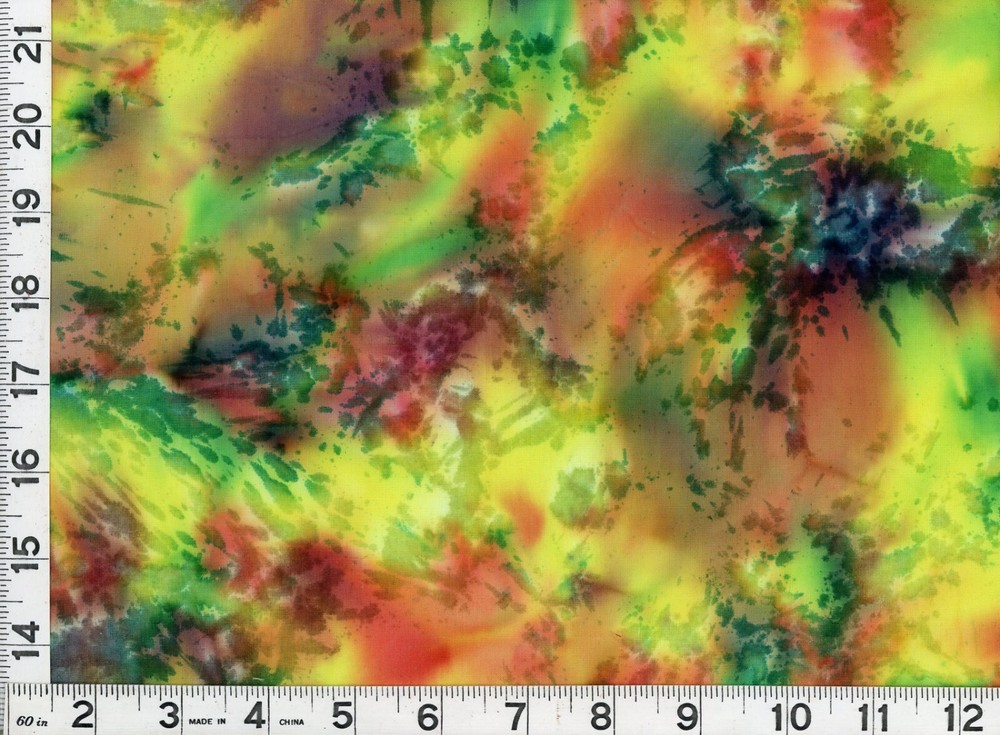 Yellow Red Green Salt Tie Dye Blender Quilting Sewing Fabric by Yard #1035